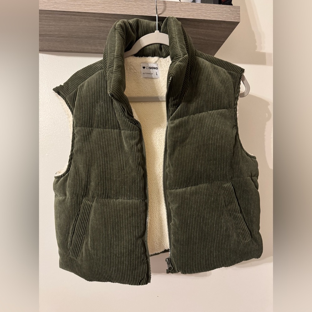 Green Corduroy Puffer Vest